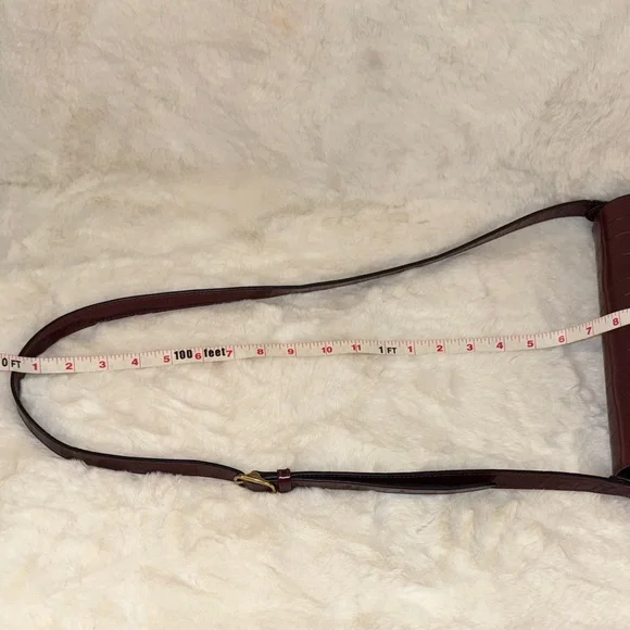 Coach Maroon Croc-Embossed Crossbody Bag - Picture 9 of 12